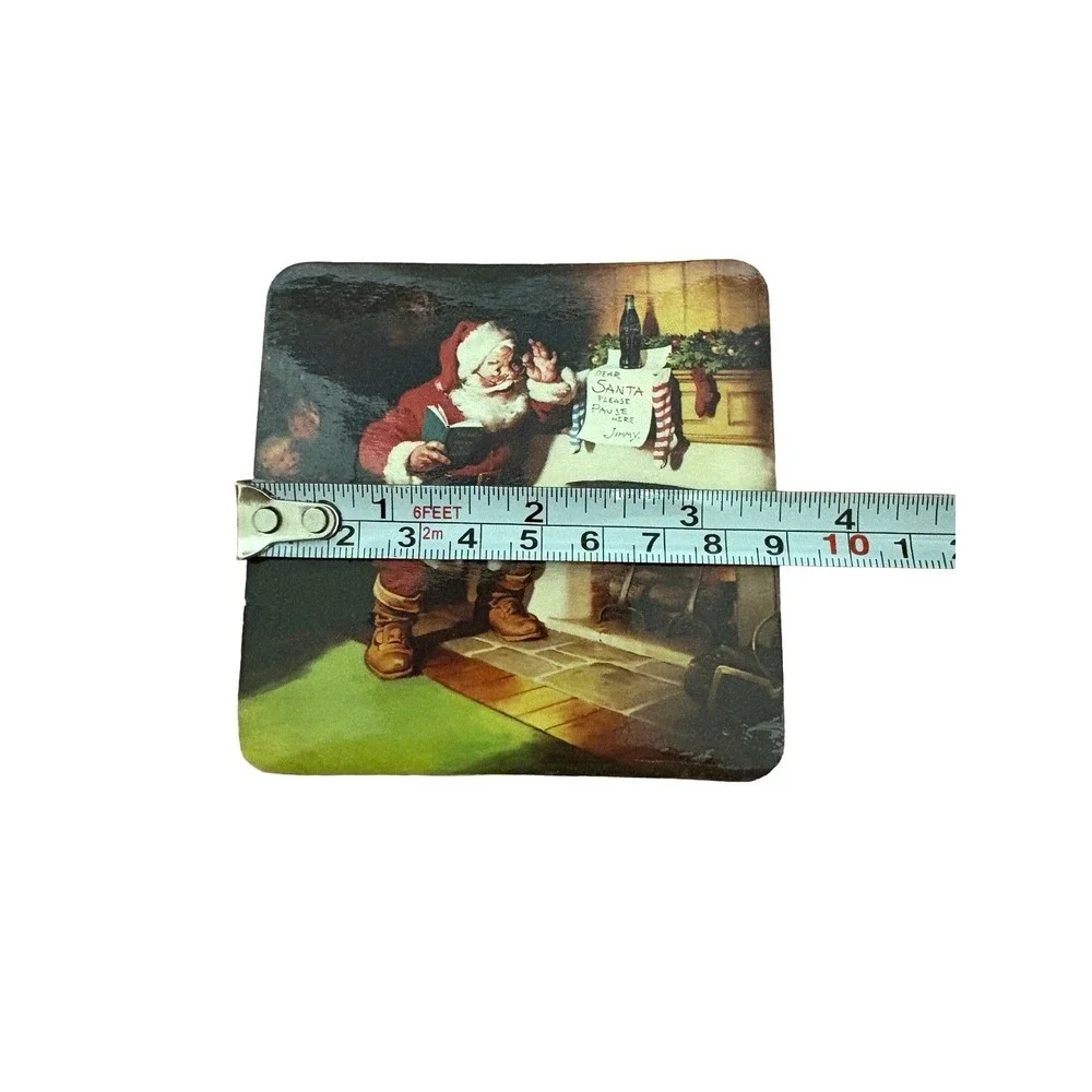 Vintage 1990's Coca-Cola Santa Claus Christmas Coasters Set 6 Holiday‎ Coke Soda